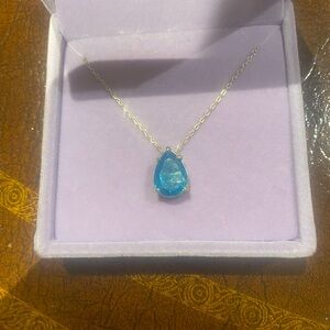 Melinda Maria Grand Countess Yellow Gold Plated Blue Topaz Necklace